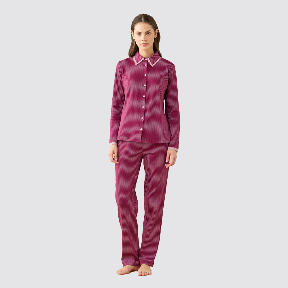 Pigiama donna noidÌnotte bloom stile camicia caldo cotone