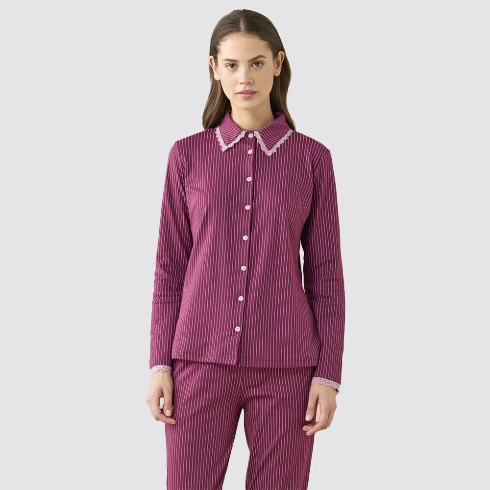 Pigiama donna noidÌnotte bloom stile camicia caldo cotone