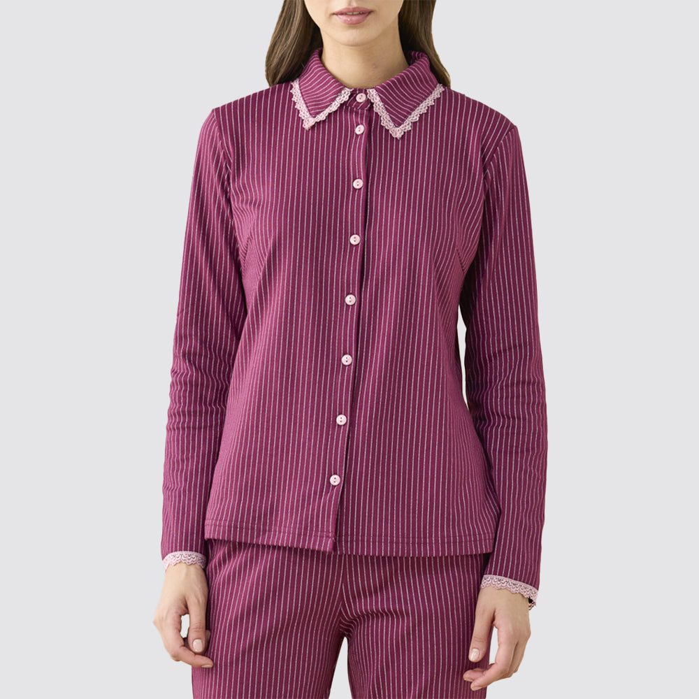 Pigiama donna noidÌnotte bloom stile camicia caldo cotone