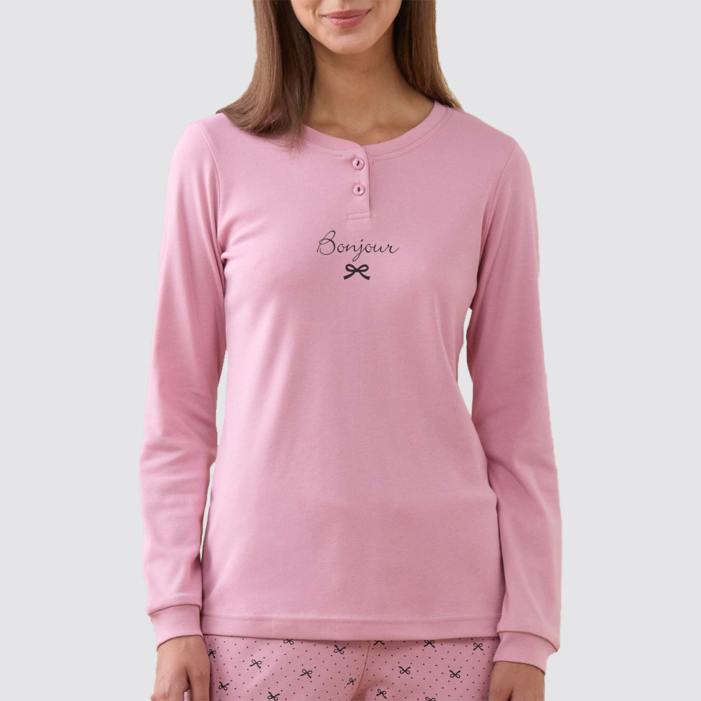 Pigiama donna noidinotte in caldo cotone con fiocchetti