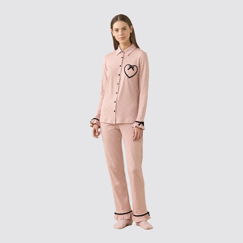 Pigiama donna noidÌnotte stile camicia caldo cotone