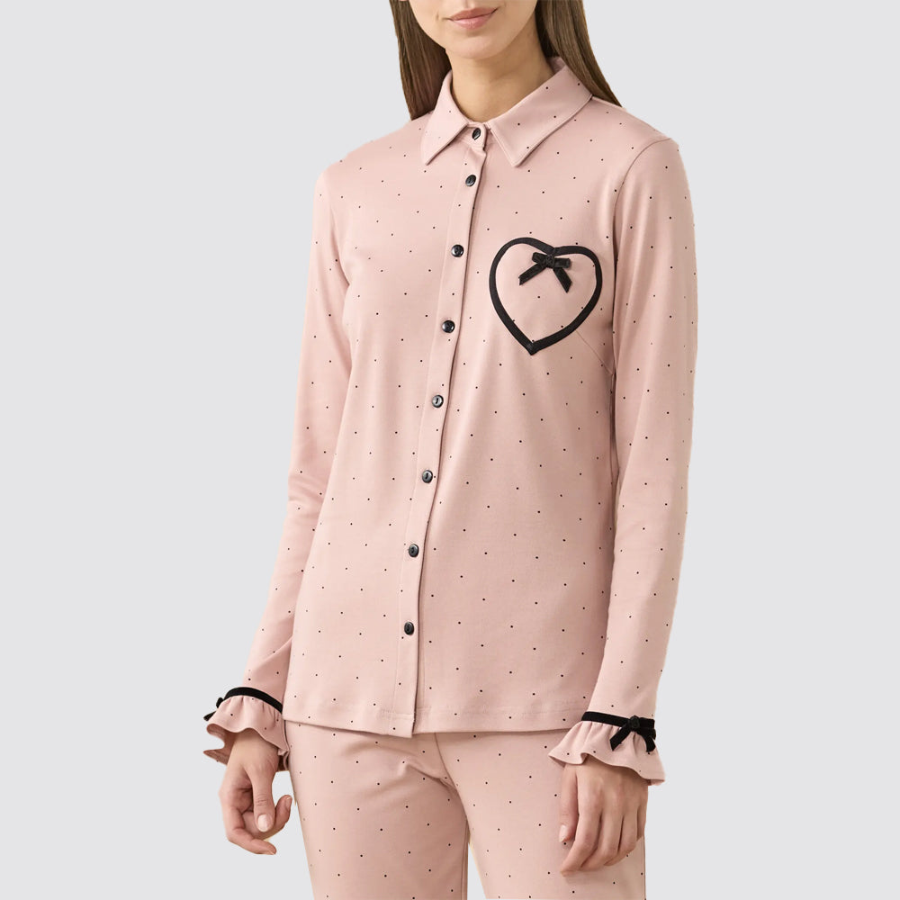 Pigiama donna noidÌnotte stile camicia caldo cotone
