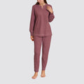 Pigiama donna ragno lungo in jersey double peach scollo a v