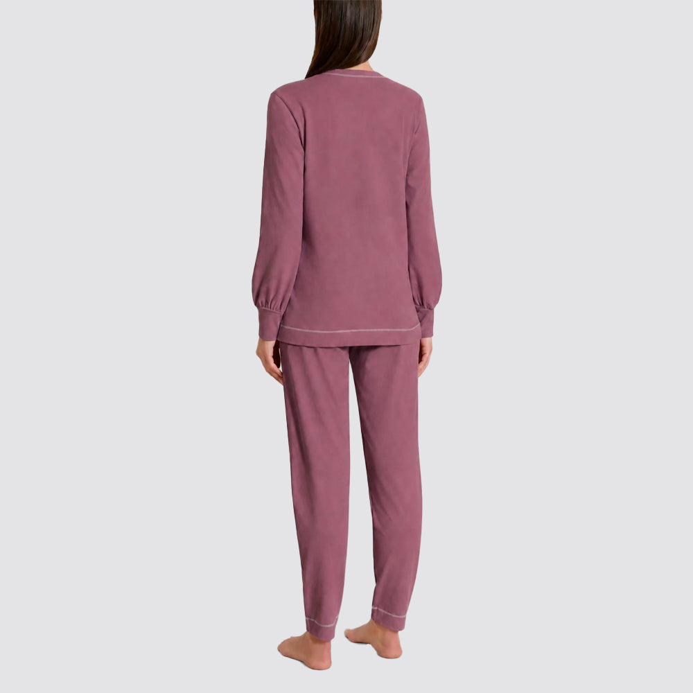 Pigiama donna ragno lungo in jersey double peach scollo a v