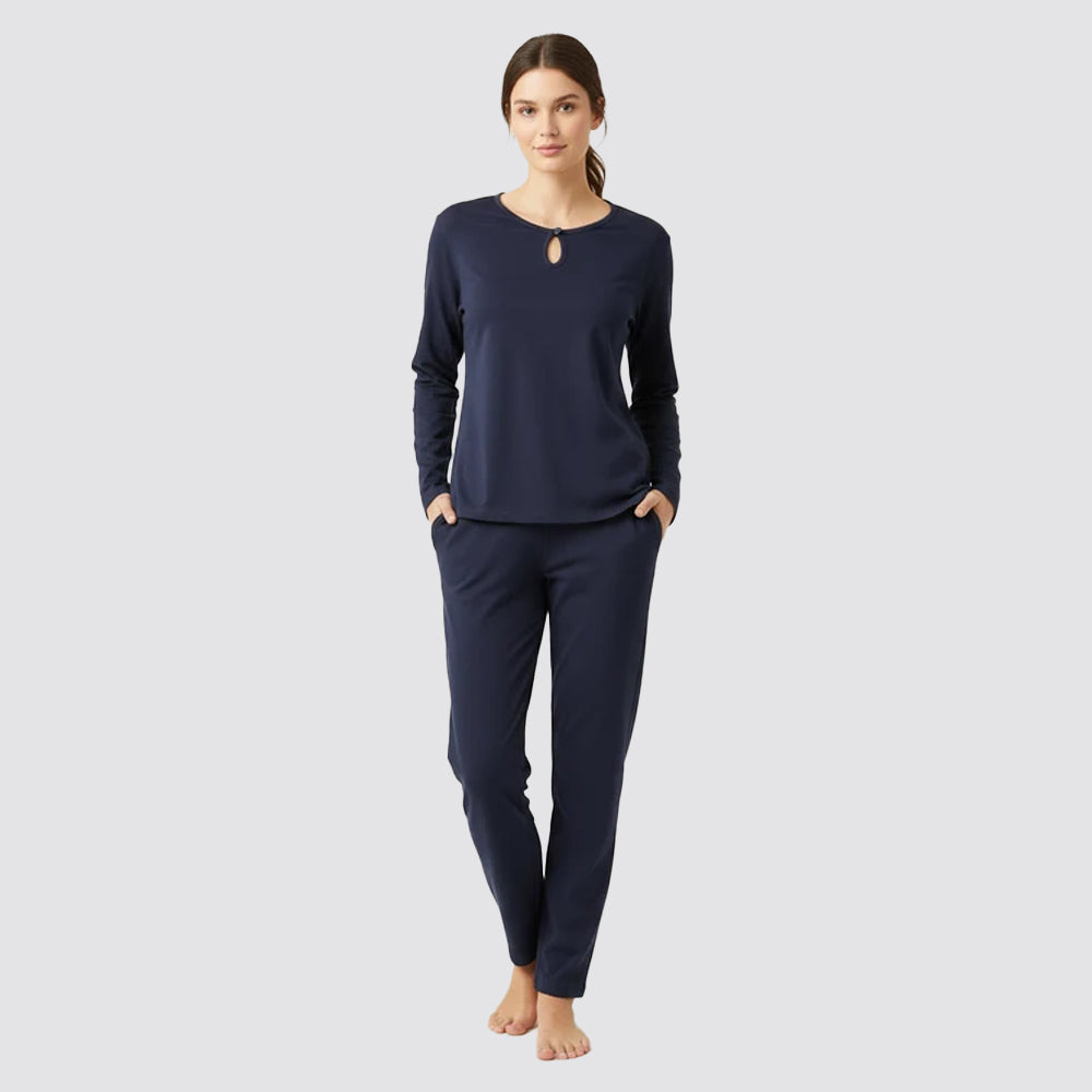 Pigiama donna ragno lungo in thermo cotton scollo a goccia