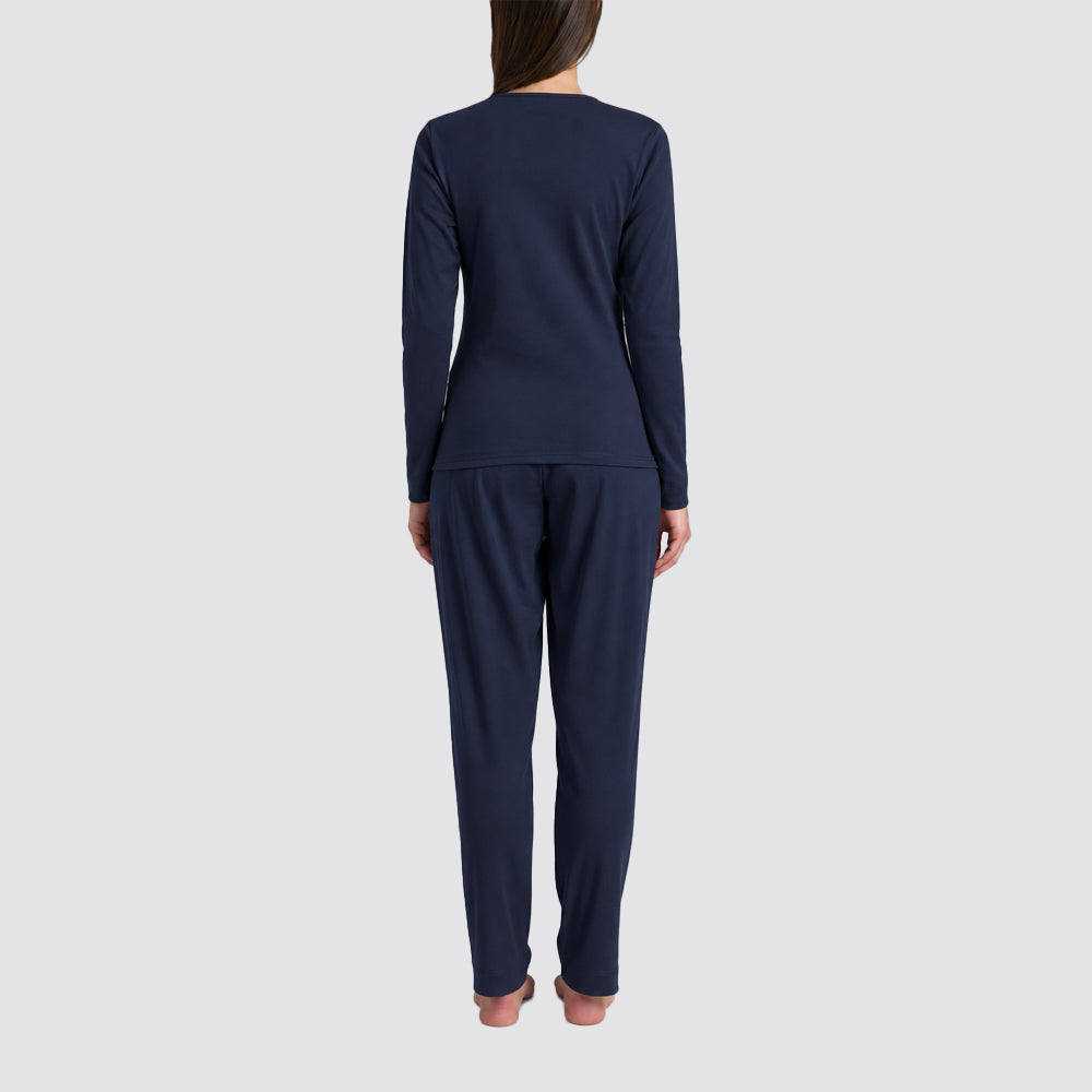 Pigiama donna ragno lungo in thermo cotton scollo a goccia