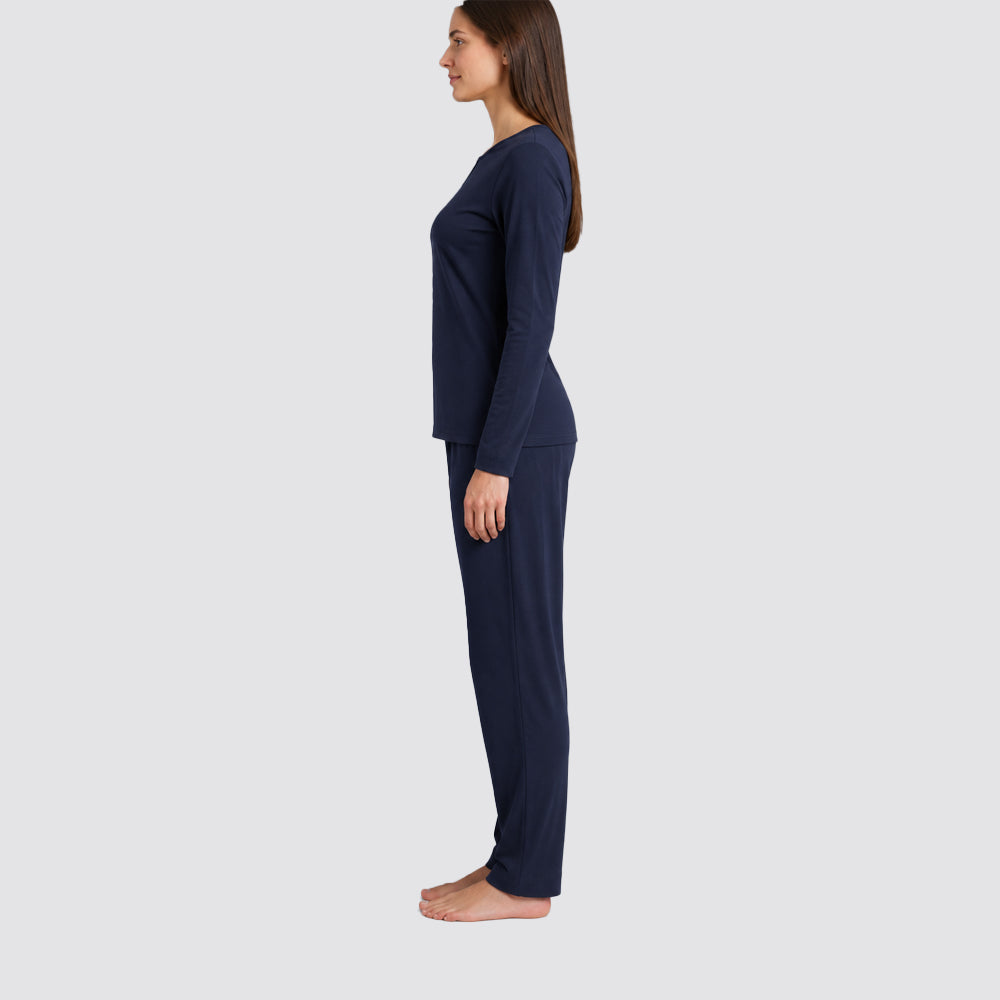 Pigiama donna ragno lungo in thermo cotton scollo a goccia