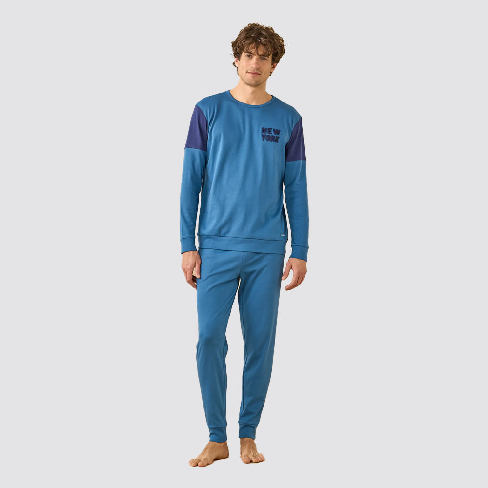 Pigiama uomo noi di notte caldo cotone girocollo