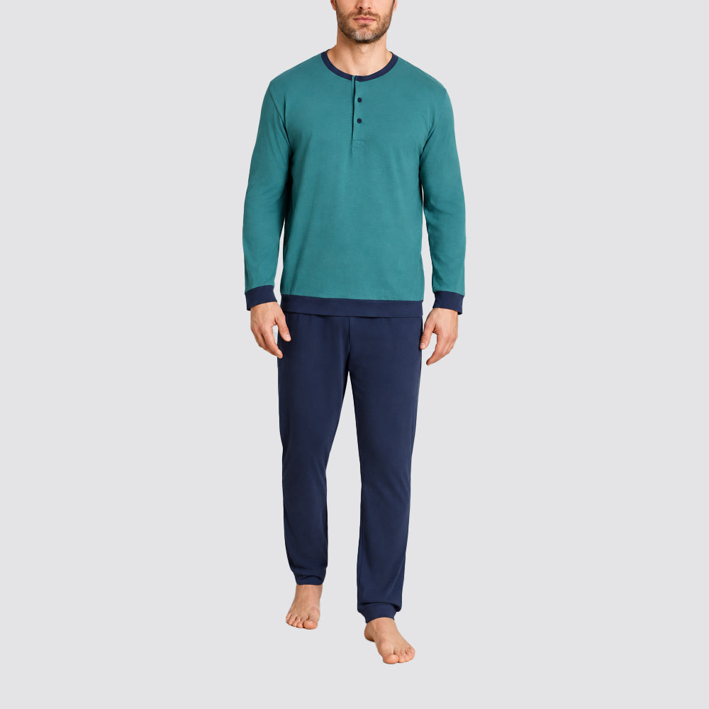 Pigiama uomo ragno lungo double peach con collo serafino
