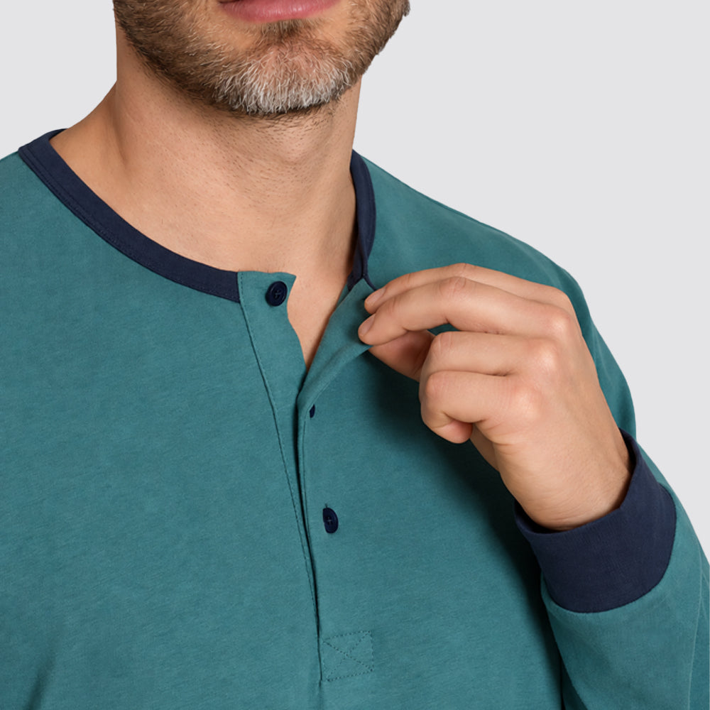 Pigiama uomo ragno lungo double peach con collo serafino