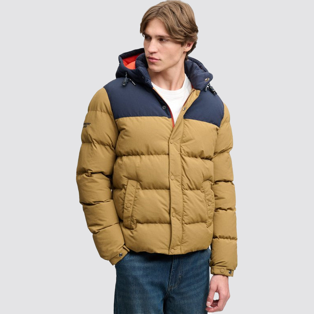 Piumino everest colour block superdry uomo con cappuccio