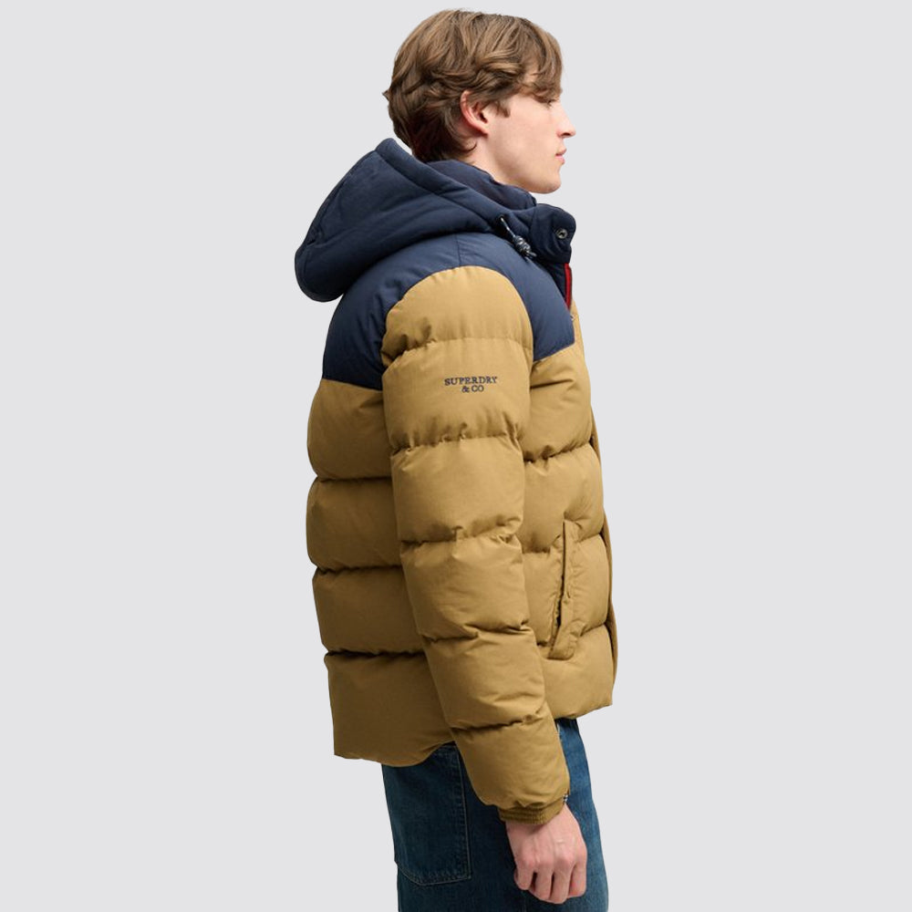Piumino everest colour block superdry uomo con cappuccio