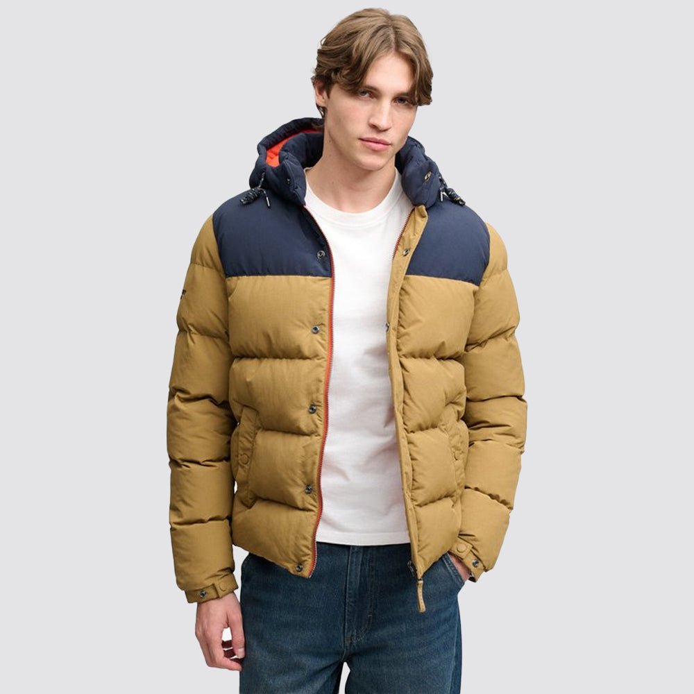 Piumino everest colour block superdry uomo con cappuccio
