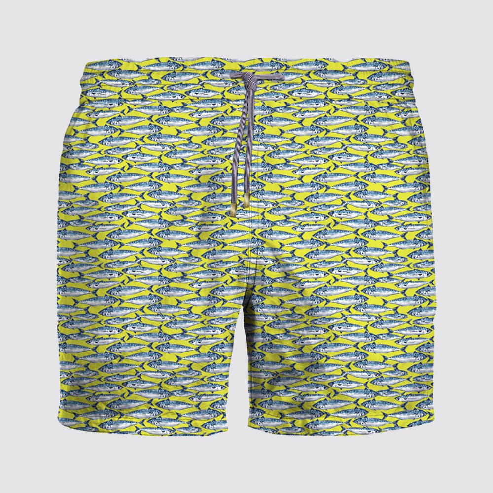 Short uomo mare stampa sardine