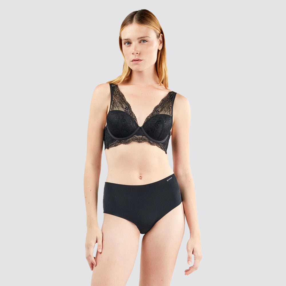 Slip alto donna gisela microfibra e pizzo taglio laser