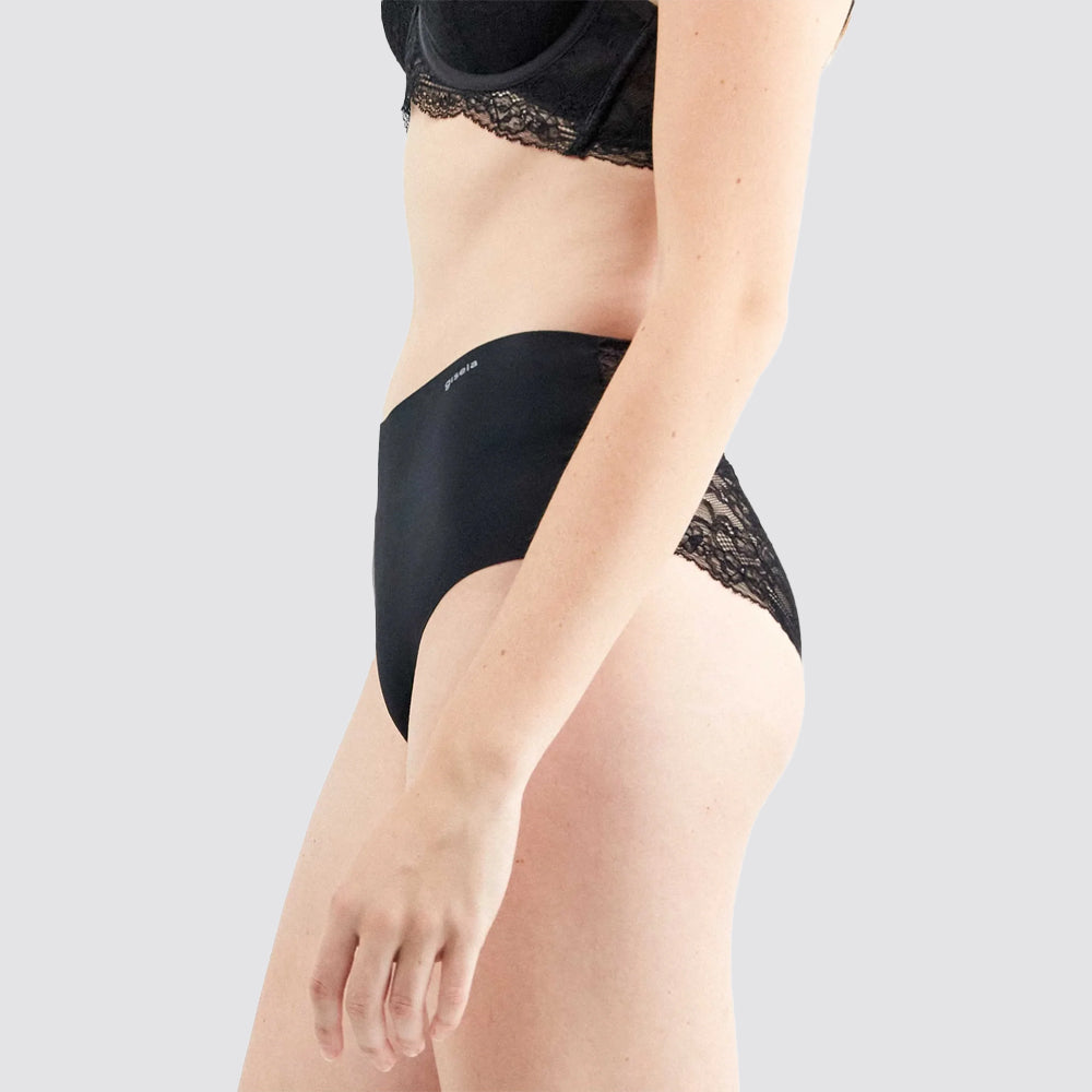 Slip alto donna gisela microfibra e pizzo taglio laser
