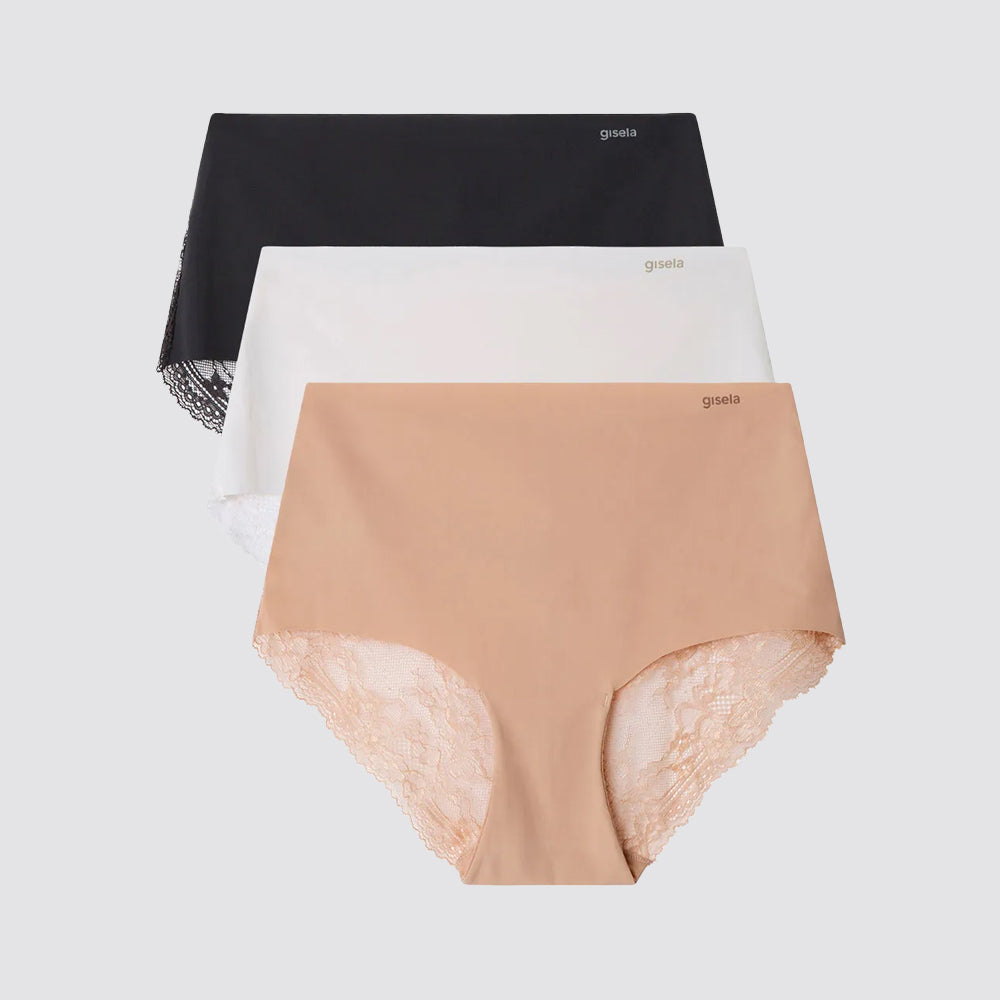 Slip alto donna gisela microfibra e pizzo taglio laser