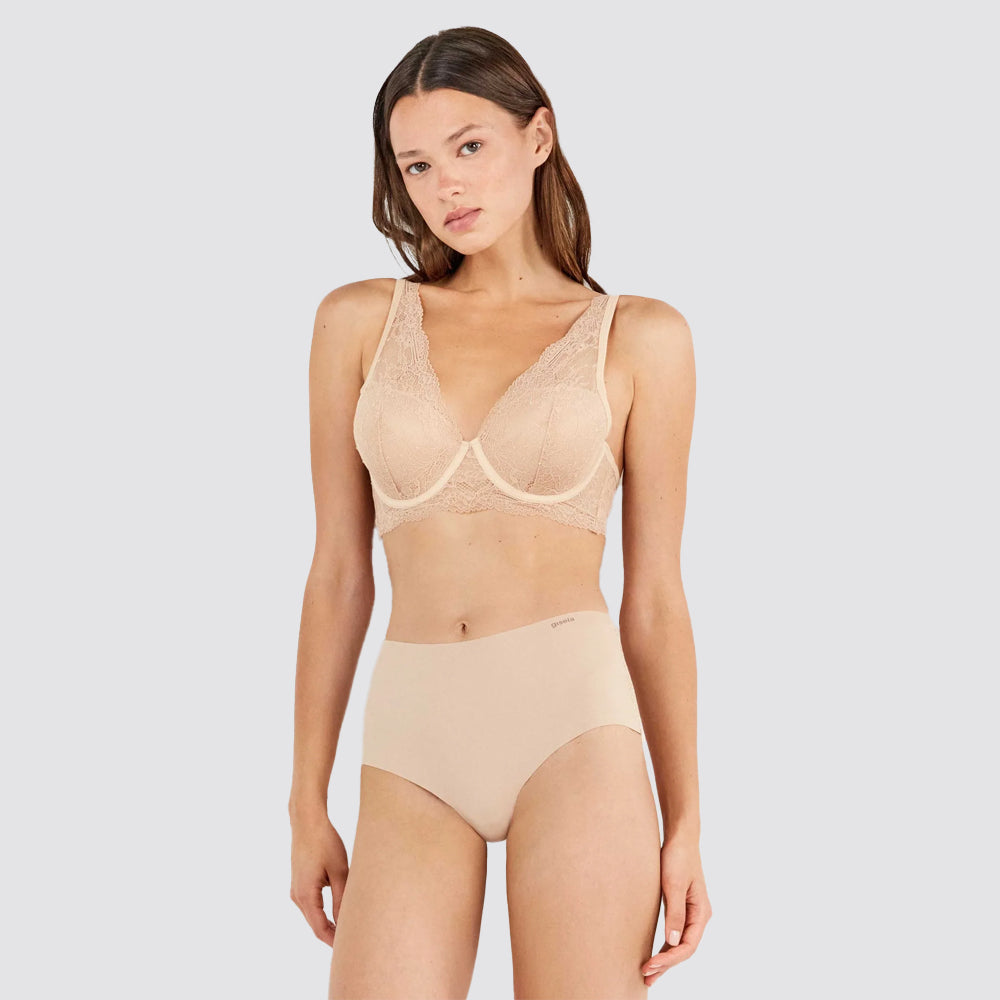Slip alto donna gisela microfibra e pizzo taglio laser