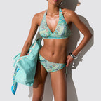 Slip bikini donna con laccetti e stampa paisley