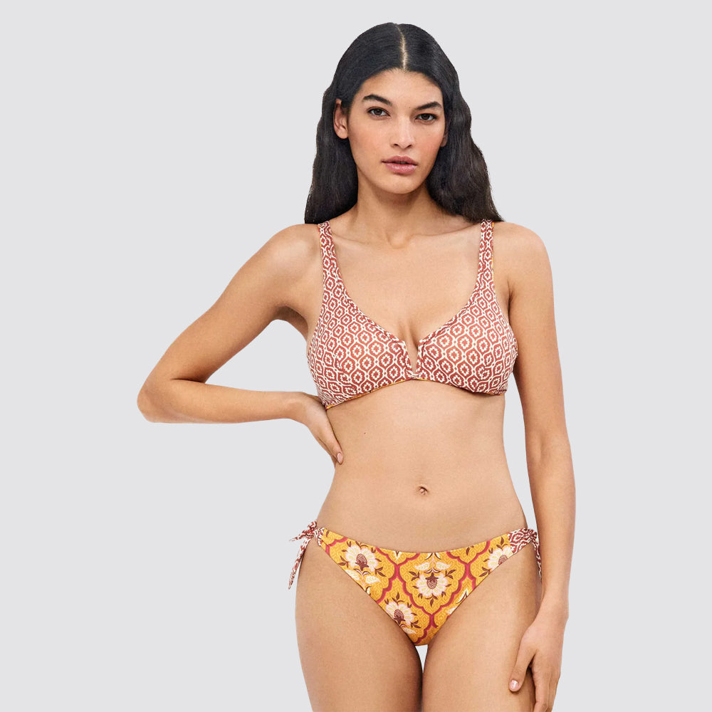 Slip bikini donna con lacci laterali fantasia