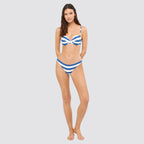 Slip bikini donna modello alto a righe