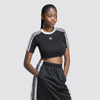T-shirt donna cotone elasticizzato 3 strisce