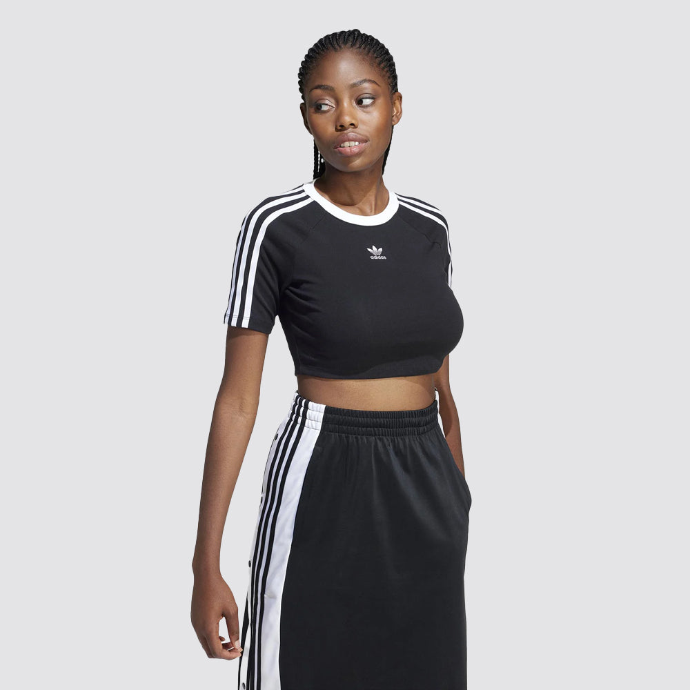 T-shirt donna cotone elasticizzato 3 strisce