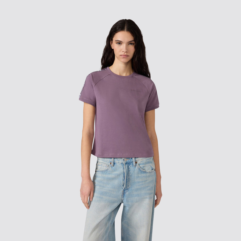 T-shirt donna girocollo jersey elasticizzato con tape logo