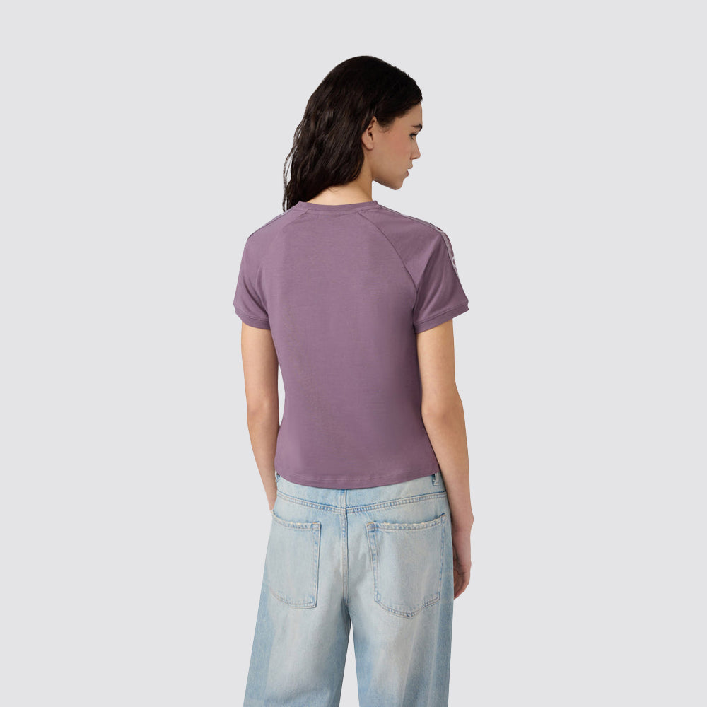 T-shirt donna girocollo jersey elasticizzato con tape logo