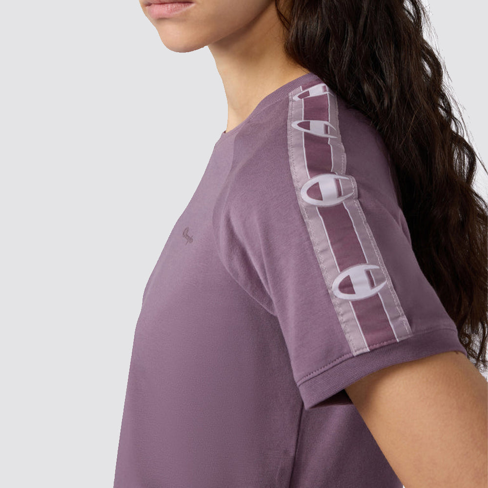 T-shirt donna girocollo jersey elasticizzato con tape logo