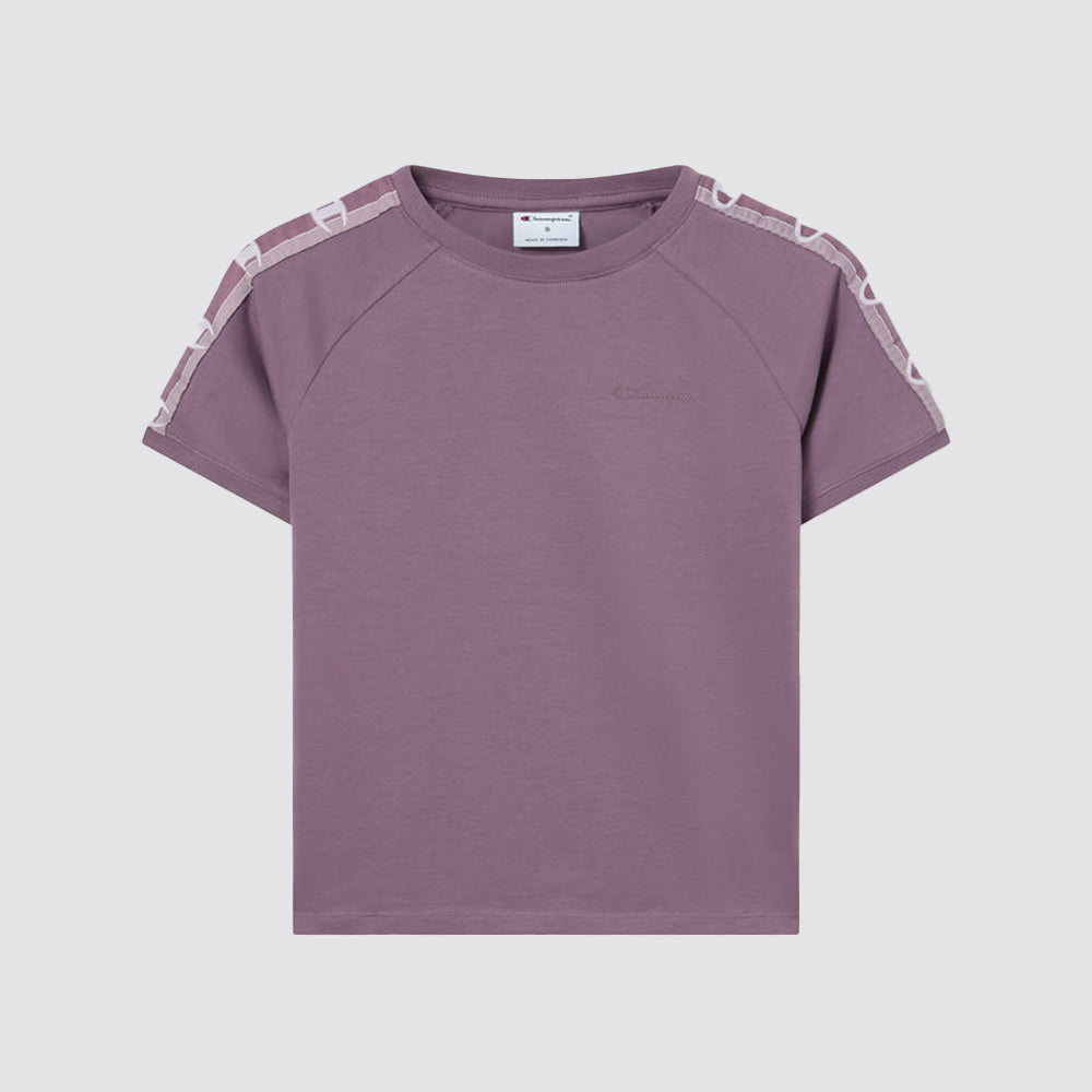 T-shirt donna girocollo jersey elasticizzato con tape logo