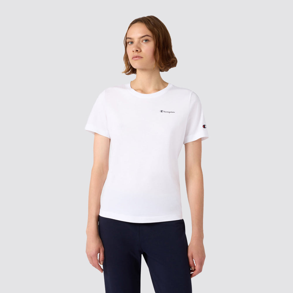T shirt donna girocollo logo piccolo manica corta slim fit