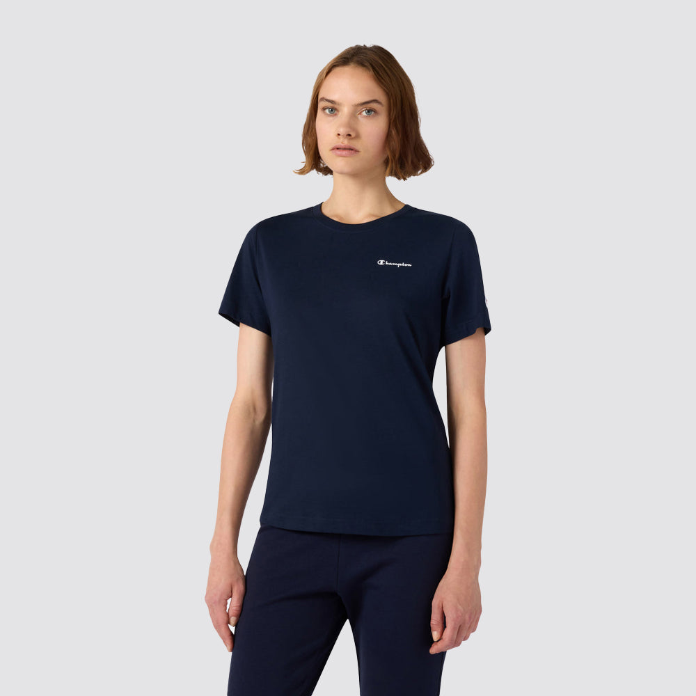T shirt donna girocollo logo piccolo manica corta slim fit