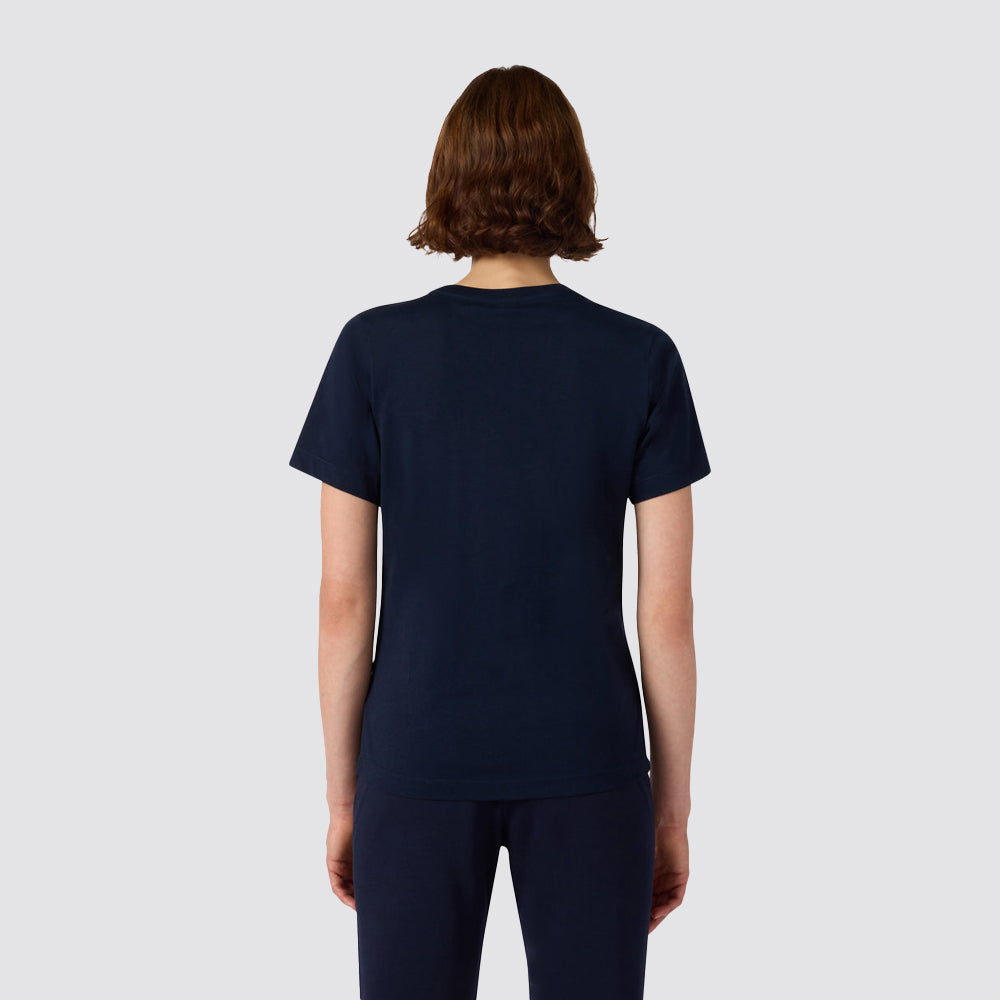 T shirt donna girocollo logo piccolo manica corta slim fit