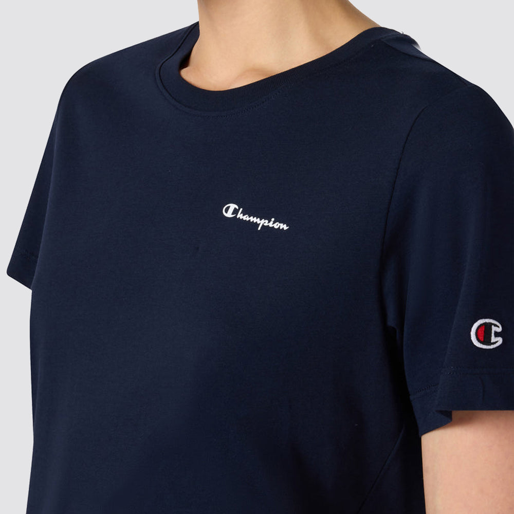 T shirt donna girocollo logo piccolo manica corta slim fit
