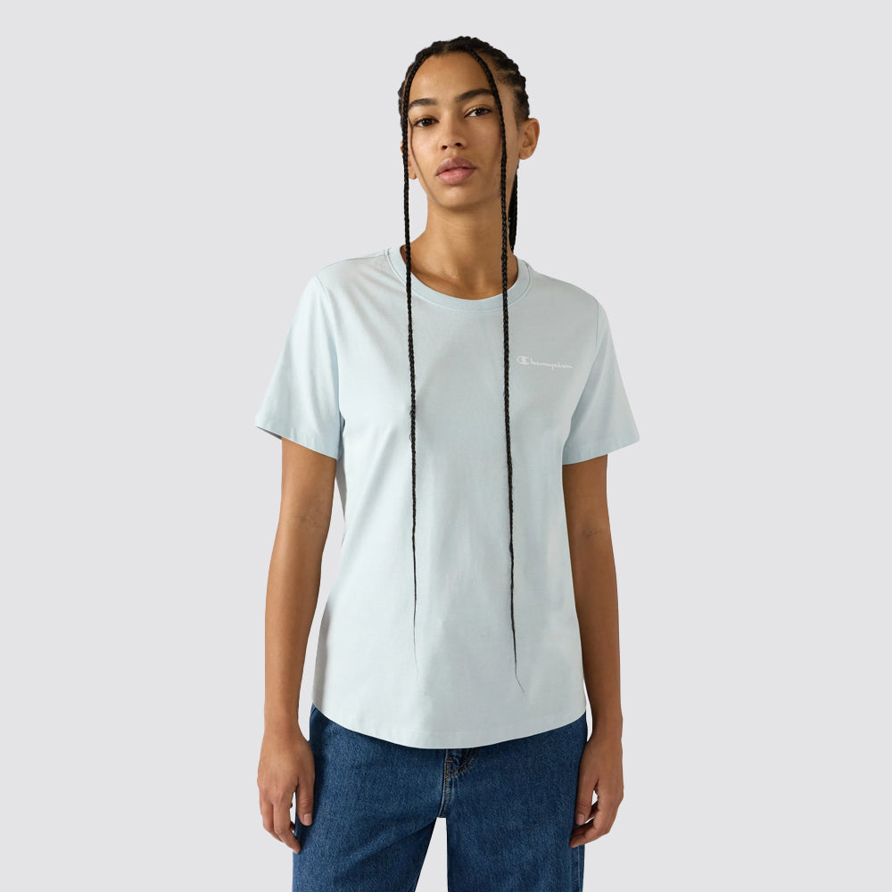 T shirt donna girocollo logo piccolo manica corta slim fit