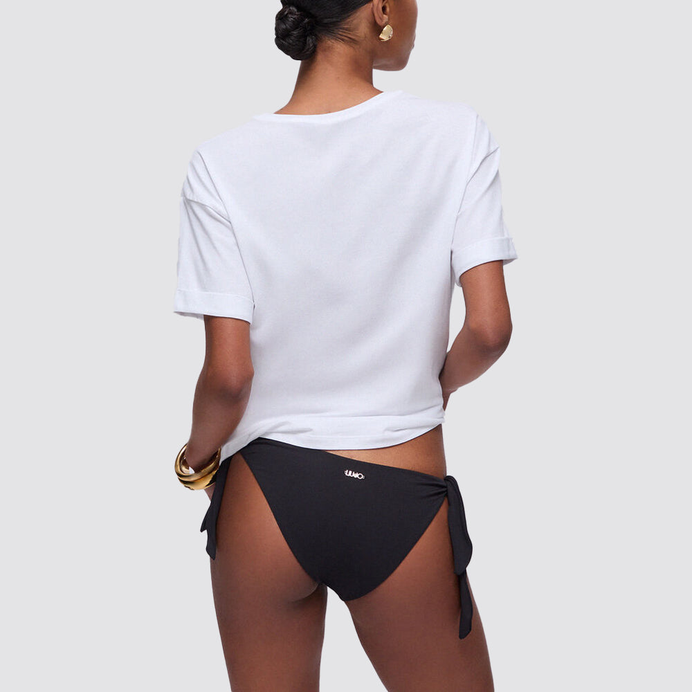 T shirt donna regular fit con stampa frontale e strass