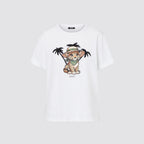 T shirt donna regular fit con stampa frontale e strass