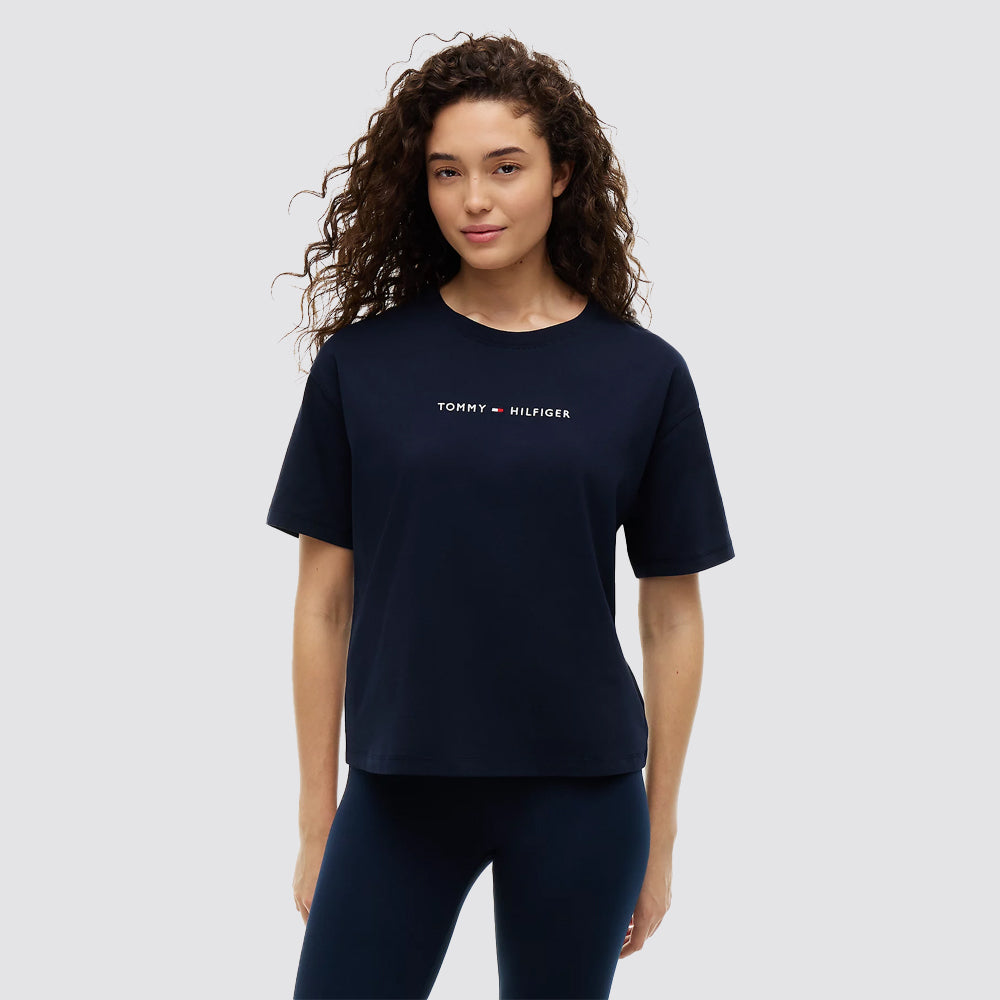 T shirt donna tommy hilfiger logo in cotone