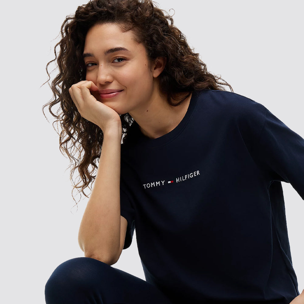 T shirt donna tommy hilfiger logo in cotone