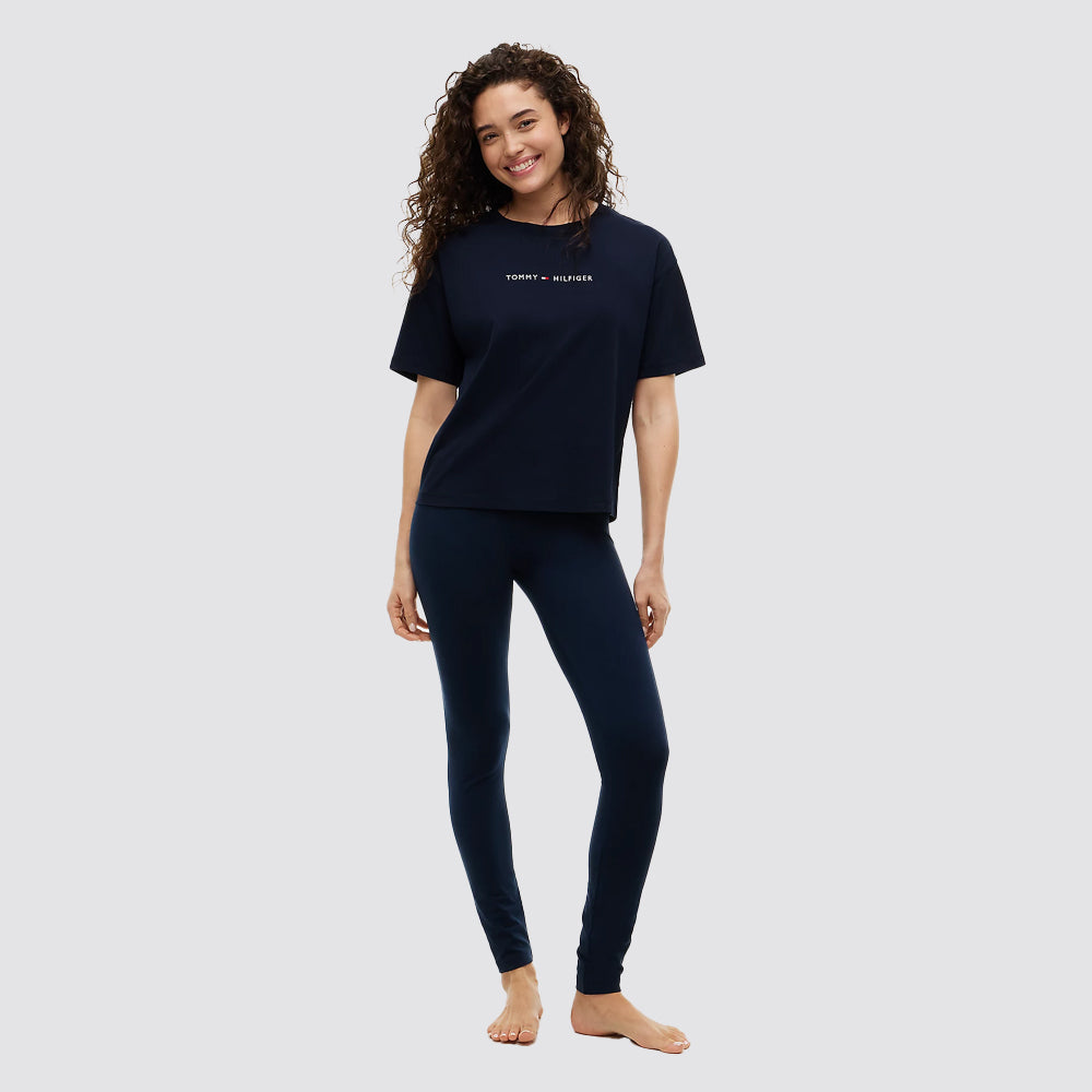 T shirt donna tommy hilfiger logo in cotone