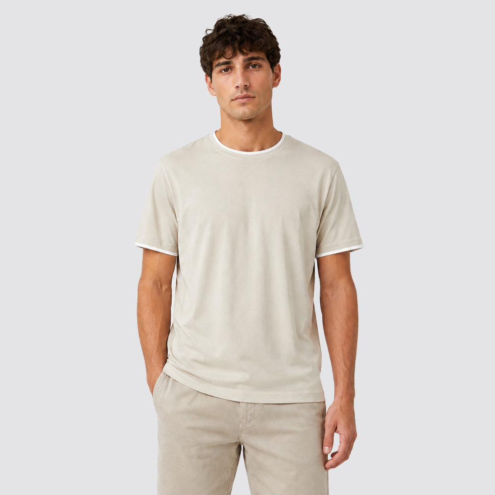 T-shirt uomo 100% cotone doppio collo