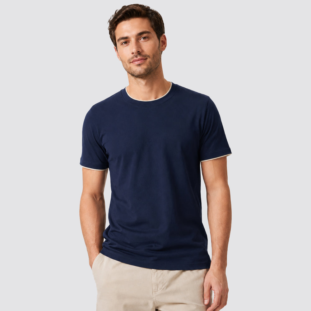 T-shirt uomo 100% cotone doppio collo