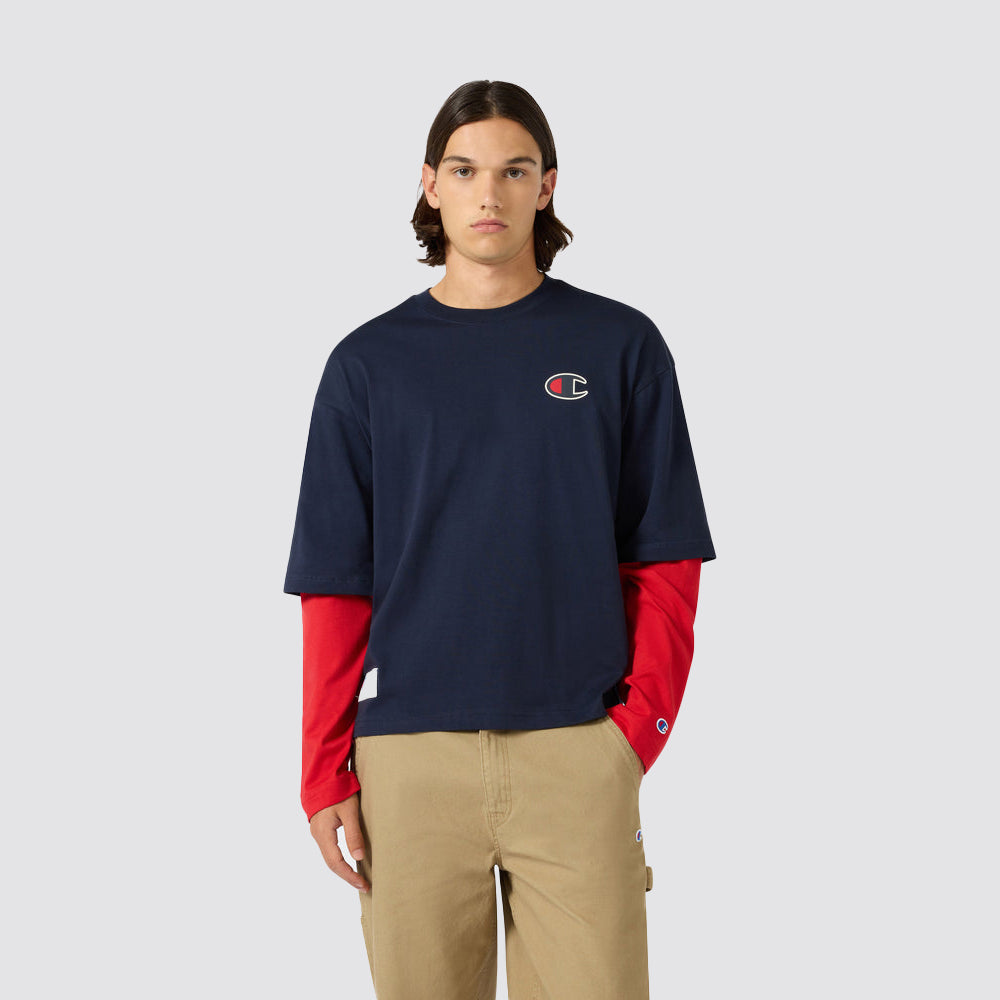 T shirt uomo champion academy manica lunga effetto 2 in 1