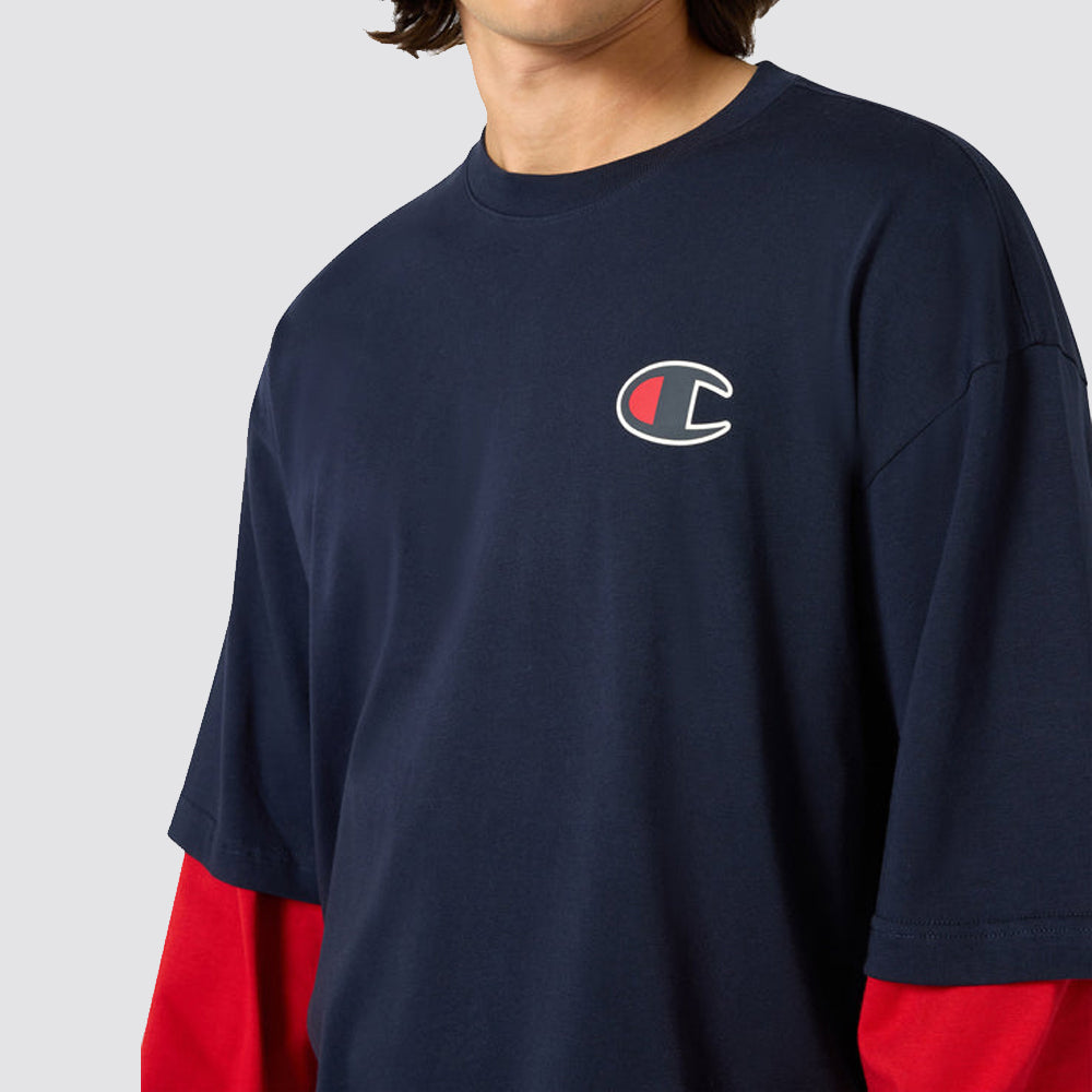 T shirt uomo champion academy manica lunga effetto 2 in 1