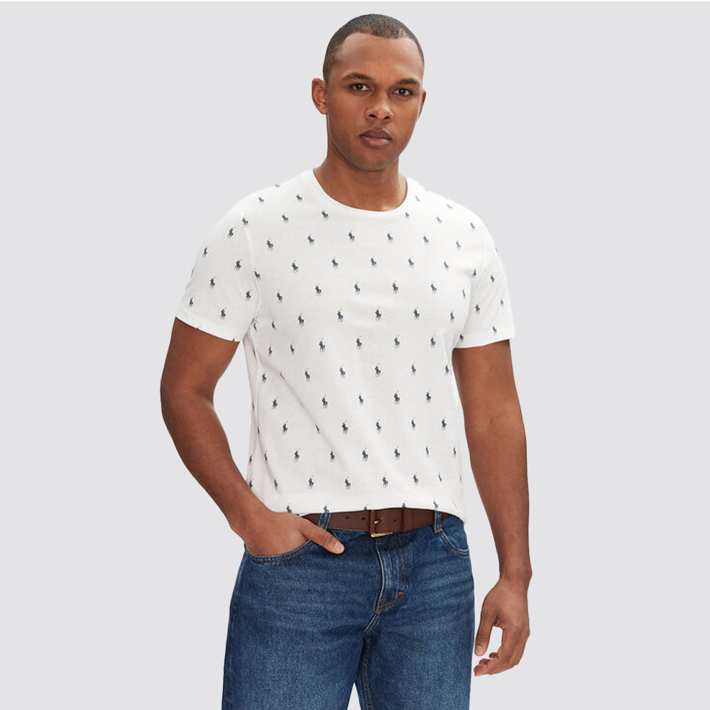 T shirt uomo girocollo logo ricamato manica corta