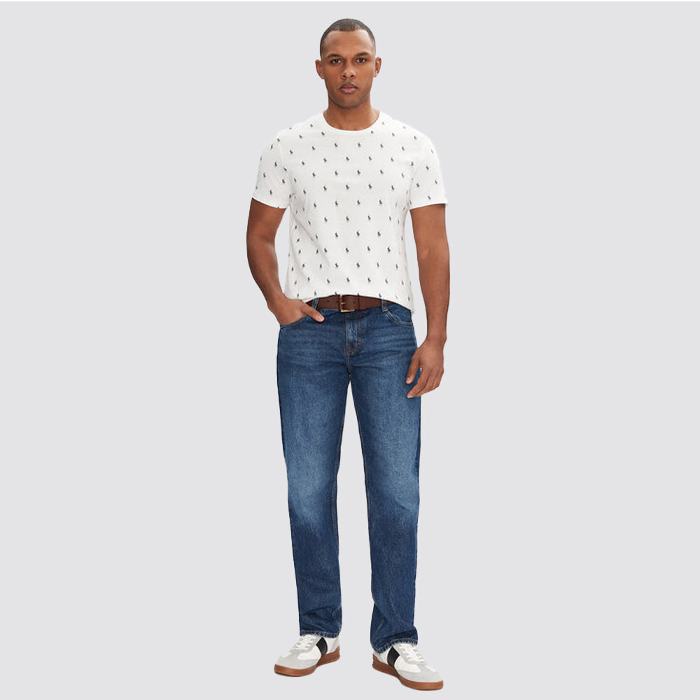 T shirt uomo girocollo logo ricamato manica corta