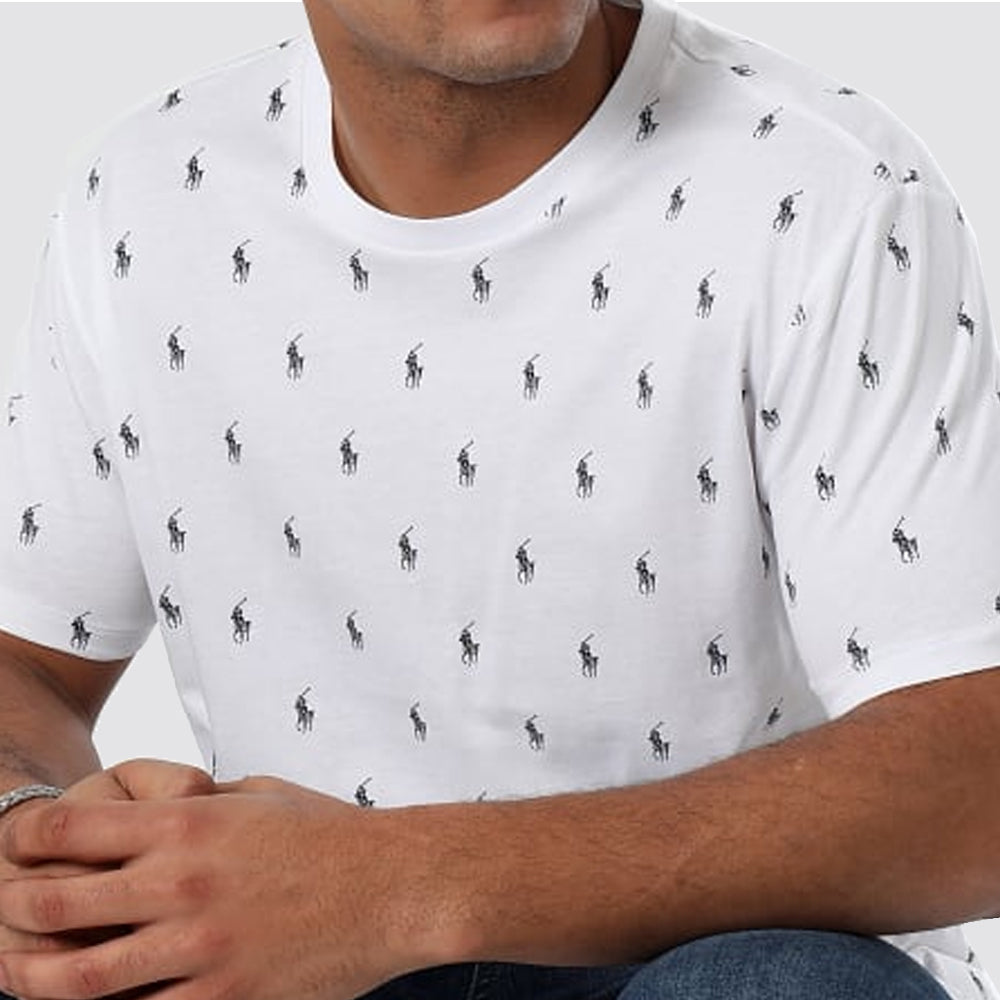 T shirt uomo girocollo logo ricamato manica corta