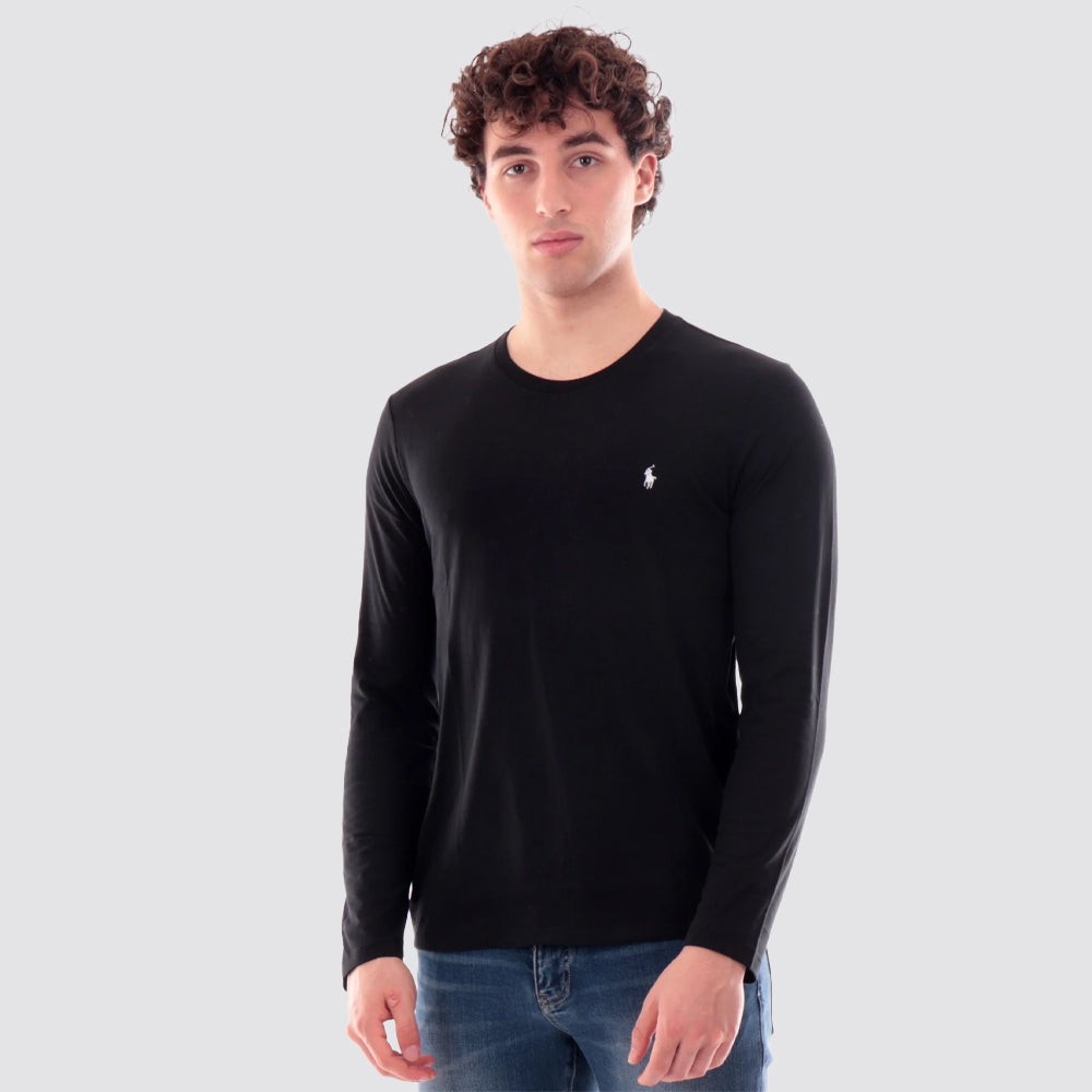 T shirt uomo logo pony ricamato girocollo manica lunga