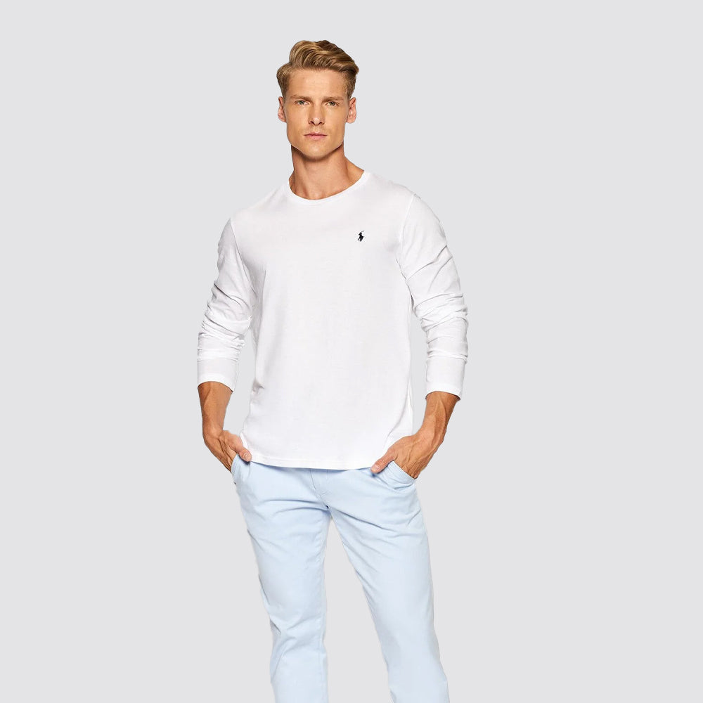 T shirt uomo logo pony ricamato girocollo manica lunga